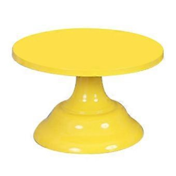 Metallinen rautainen kakkuvati pyöreä jalusta jälkiruokapidike cupcake-teline leivontaan syntymäpäiväjuhliin (keltainen S)