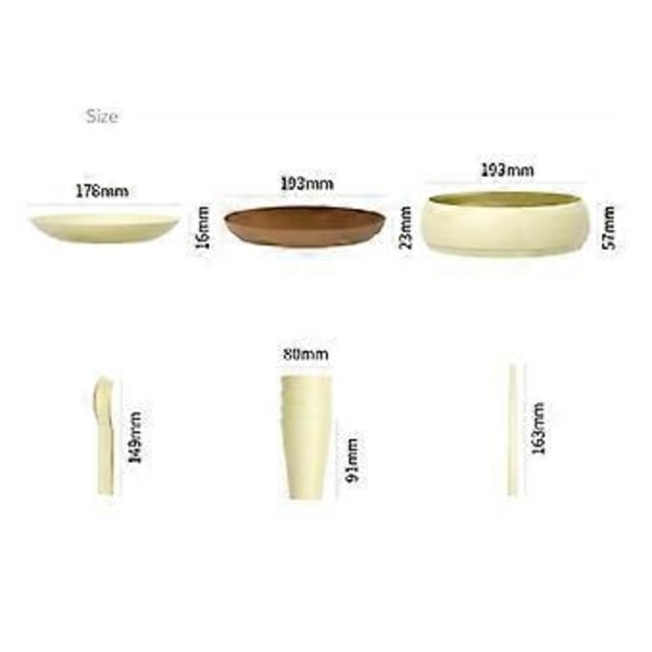 Camping Picknick Servisset, (17 delar) Portabel Återanvändbar Bestickset i Plast, Utomhus Essential Tallrik och Mugg