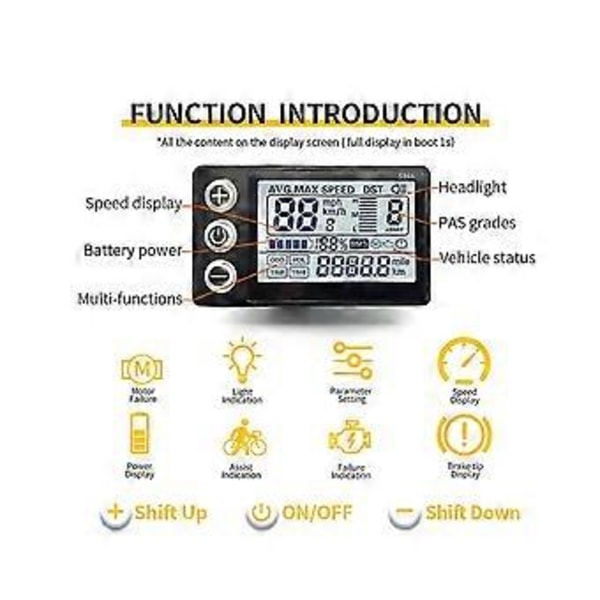 24v 36v 48v 60v Vattentät LCD-display S866 Kontrollerpanel Instrumentbräda Elcykeldisplay För El