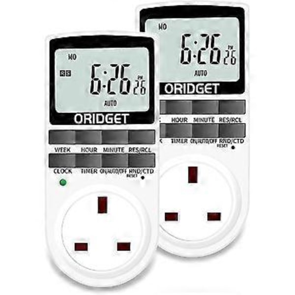 Digital Elektrisk Timer Pluggkontakt Med Lmell 18 På-av Programmer, Nedtelling