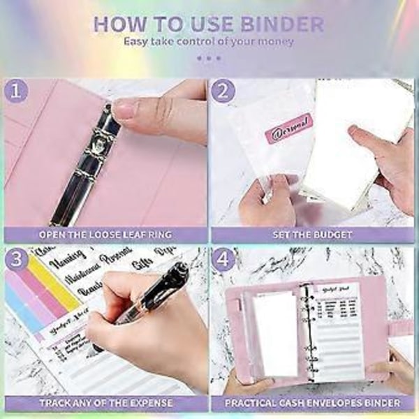 Budget Binder Set - Budgetpärm med kontantkuvert, kontantorganisatör pengar sparande pärm kontantkuvert för budgetering B