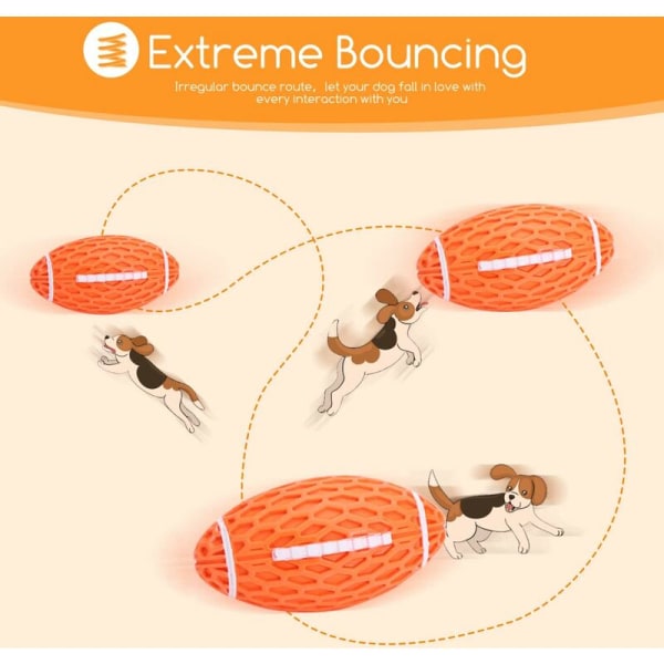 Hunde legetøj bold, Squeaky hundebold, Uforgængelig natur gummi rugby hundebold, Hund tyggebold, Hundelegetøj med tandpleje L10.3W5.6cm