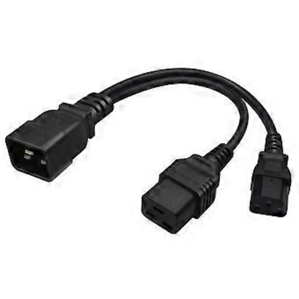 IEC 320 C20 til C13+C19 Strømkabel C20 Han til C13+C19 Y Splitter Adapter Forlænger Strømkabel til Computer Printer