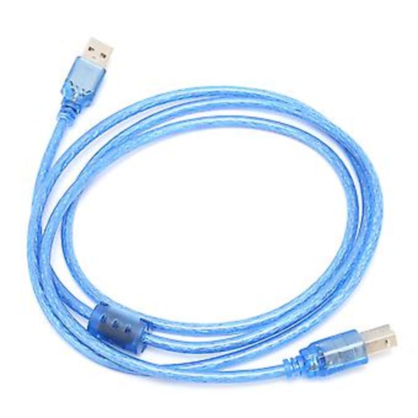 USB Datakabel A Hann til B Hann Transparent Blå Tetragonum Port Skriverkoblingslinje 1,5 Meter