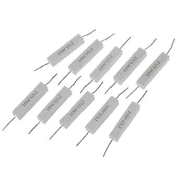 10 stk. trådviklet keramisk cementmodstand 1 Ohm 5% 10w Watt