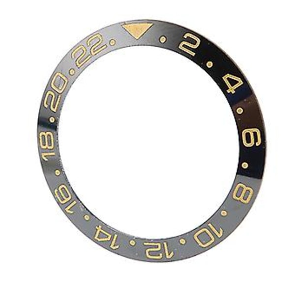 Keramisk Klockring Svart Bas Guld Siffer Klockring Insats Ersättningsdelar Tillbehör för Urmakare 38mm