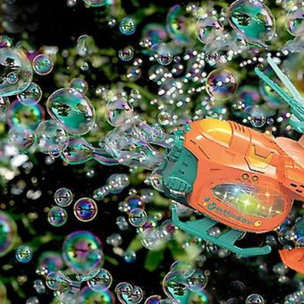 Helikopter Bubbelmaskin Med Bubu-ljud Och LED-lampor, Automatisk Bubbelmaskin Kreativ Bubble Maker Gåva För Pojkar Flickor (d-4-)