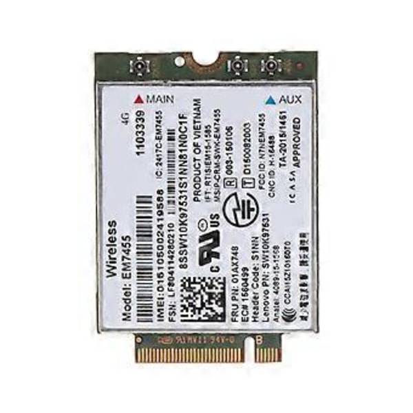 Trådlös EM7455 01AX748 för M.2 4G-modul 100M LTE WWAN-kort Trådlös WiFi-adapter för Lenovo Thinkpad X260 X270 T470S x1