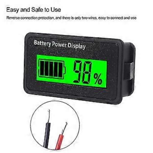 12v 24v 48v Batterikapacitetsmätare Universal LCD Batteri Voltmeter Display