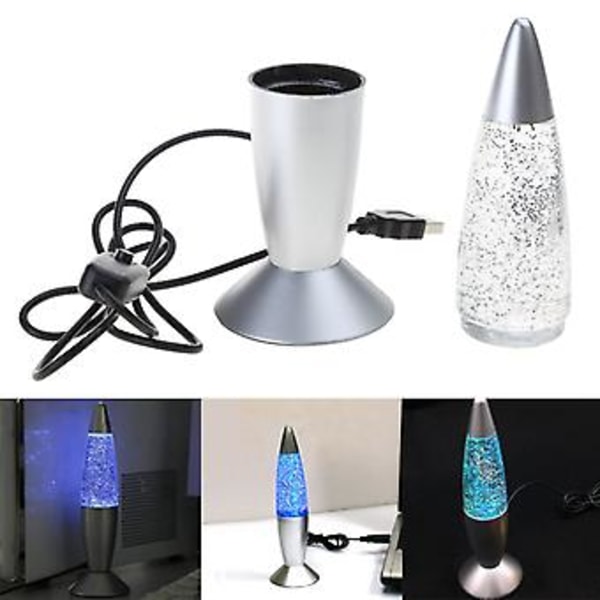 Plastik Natlampe Vulkan Lava LED Lampe Metal Base Sengelamper