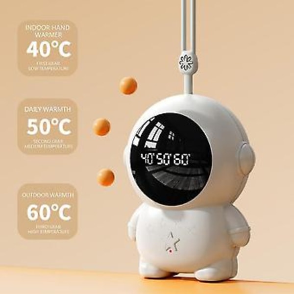 Spaceman Bärbar Handvärmare, USB med Digital Display 3 Värmeinställningar