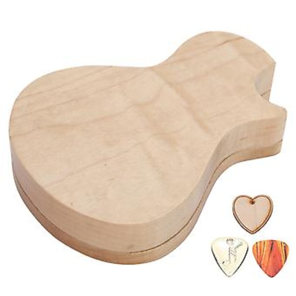Gitarrplektrum Box Lönn Massivt Trä 3 Plektrum Gitarrist Presenter Musikinstrument Tillbehör