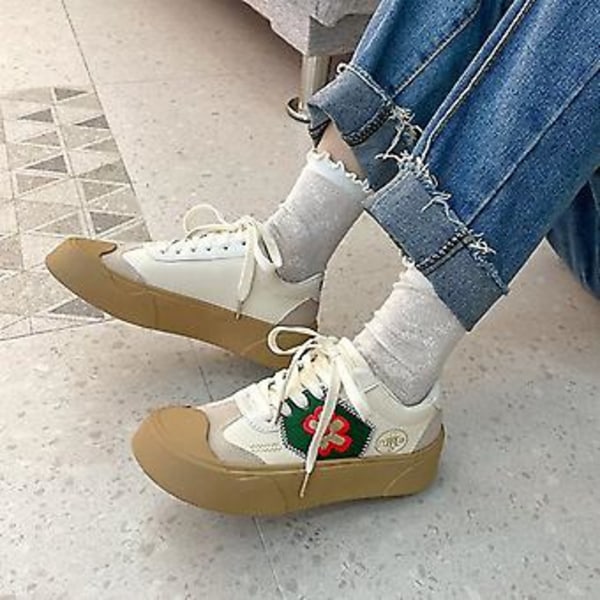 Naisten kangaskengät, rennot, mukavat, muodikkaat, platform-lenkkarit jokapäiväiseen käyttöön, beige, 37