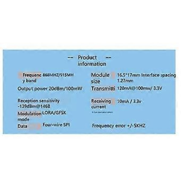 Lora Modul SX1276 Trådlös Transceiver Modul Spridd Spektrum Långdistans Trådlös Kommunikation (915Mhz)