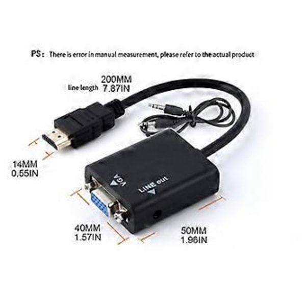 Guldpläterad Hane till Hona Adapter HDMI-kompatibel till VGA Konverterare Splitter