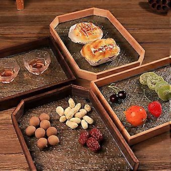 Glas Multifunktionel Kop & Krus Holder Fad Skrivebordsorganisator Frugt Snack Bakker til Skrivebord Badeværelse Bord Køkken Fester B