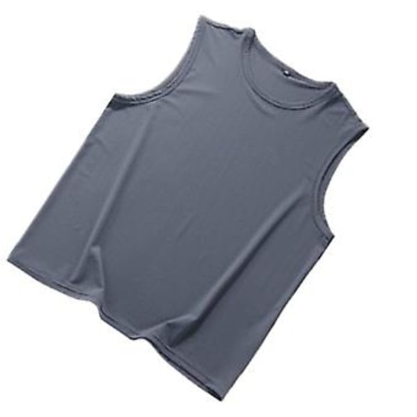 Miesten hihaton treenipaita, viilentävä, nopeasti kuivuva, kotitreeniin ja urheiluun, harmaa, 2XL