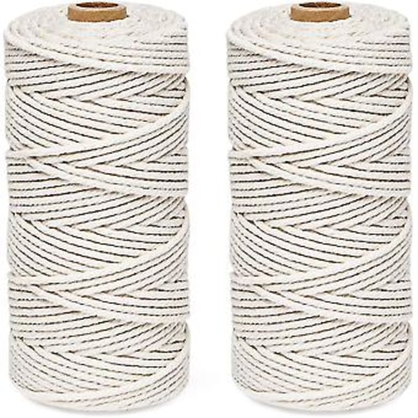 Makramérep Kit 3mm X 200m Beige Bomullsgarn, 100% Bomull Makramégarn Snöre, Naturlig Bomullssnöre För Stickning Hängande Växt DIY Dekoration Gåva