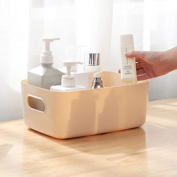 Set med 3 förvaringskorgar i plast med handtag - Små och lätta förvaringslådor - Perfekt för badrum, kök, barnkammare, kosmetika, drag
