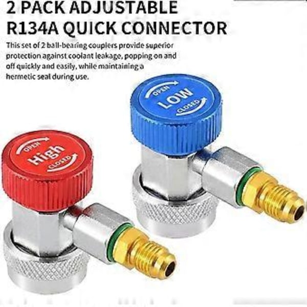 R134A H / L Auto Bil Hurtigkobling Messing Adapter Klimaanlæg Kølemiddel Justerbar AC Manifold Måler