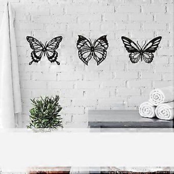 3 st Butterfly Metall Väggdekor Metall Väggdekoration Bondgård Rustik Hemmakontor Sovrum Dekor