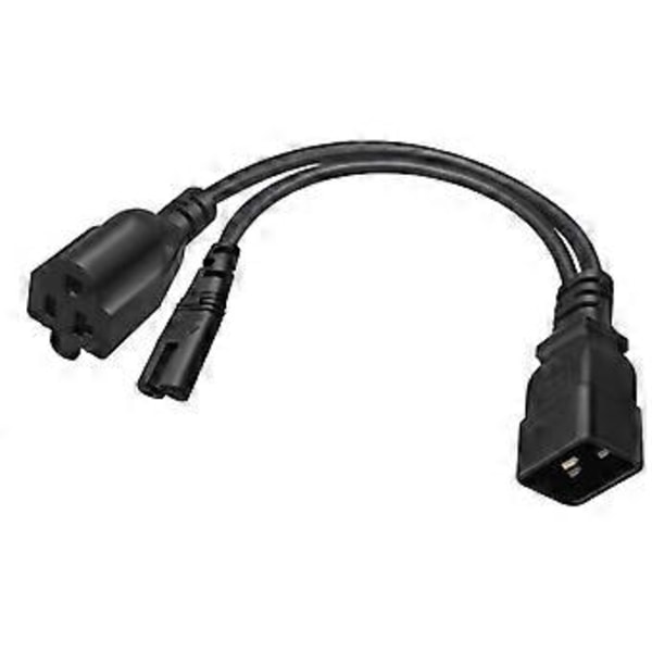 IEC 320 C20 Hane till C7 + NEMA5-20R Hona Splitter Adapter Kabel 0.3 m