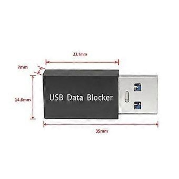 5 st USB-datablokerare, USB-blockeringsadapter endast för laddning för att blockera datasynkronisering, skydda mot Juice Jacking Svart