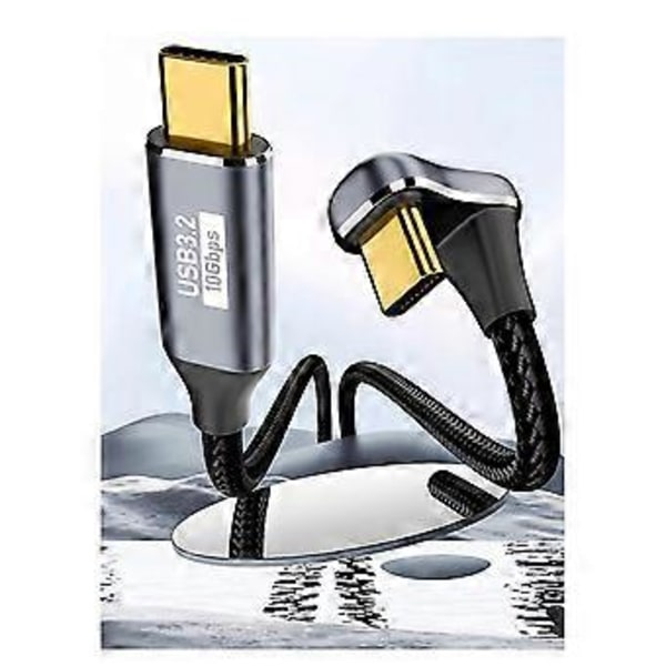 PD 100W USB C til Type C Vinkel OTG Datakabel USB 3.2 Gen 2 10Gbps Datasynkronisering 5A Strømforsyning 4K60Hz, J