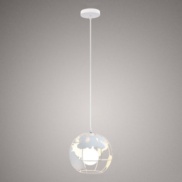 Moderne takhengelampe Globe kart Bur lysekrone Hvit jern hengende lampe