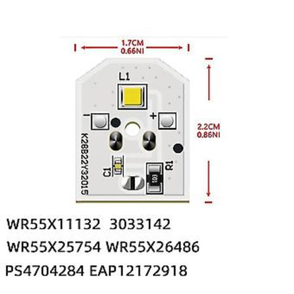 3 stk. Wr55x11132 Kjøleskapspære Erstatning LED Kompatibel Wr55x25754 Wr55x26486 Wr55x30602