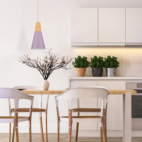 Moderni ja yksinkertainen kattovalaisin, metalli ja puu, säädettävä DIY-riippuvalaisin, violetti
