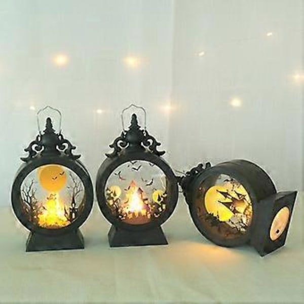 Halloween LED Lysestake Lysende Flammeløs Lyslykt Hengende Ornamenter For Halloween Hjemmeinnredning