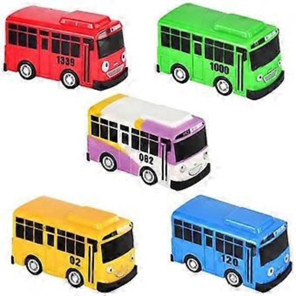 5 kpl Mini Bussileluauto, Malliauto, Mini Vedettävät Lelut Autoja Lahjoja Pojille Ystäville ja Lapsille, Syntymäpäivälahja