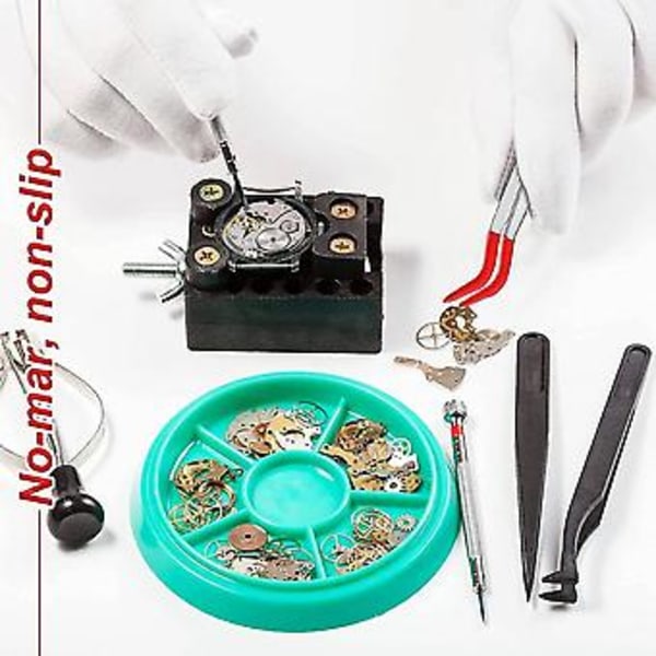 4 stk. bøyde pinsetter i rustfritt stål med gummispiss for laboratorie- og smykkefremstilling