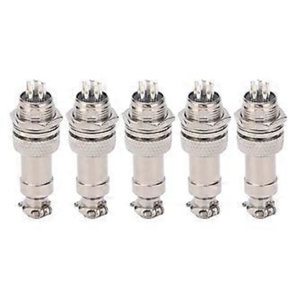 5 st Aviation Plug Connector Hane Hona Trådpanel Strömchassi Metallbeslag 5A GX12 450V 5-stift