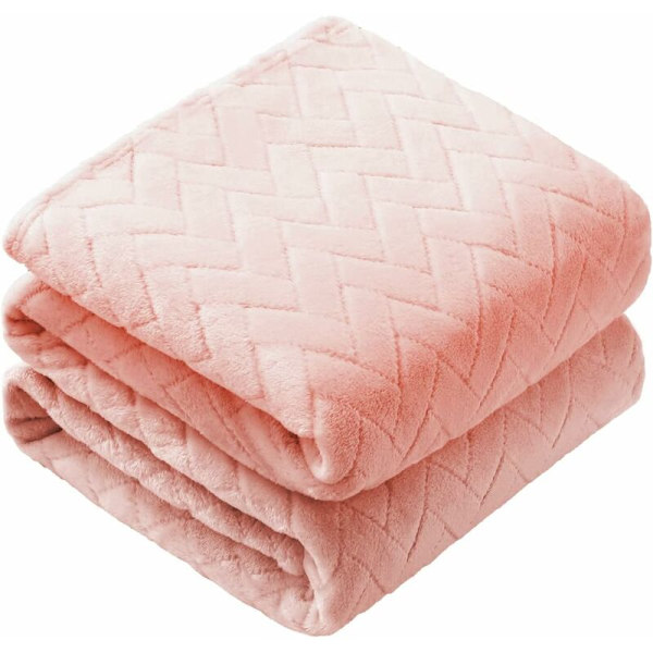 Blød plys fleece tæppe, queen size sofa tæppe, blødt fluffy sofa dekorativt tæppe - hyggeligt og let, lyserød, 127 x 152cm