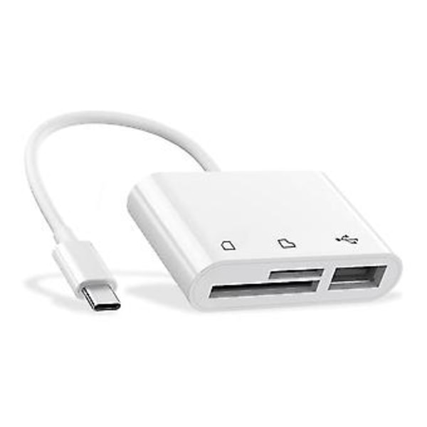 3-i-1 Typ-c -usb Sd Tf Telefon Otg Kortläsare Adapter Sd-kortläsare För Galaxy För Tablet, Vit