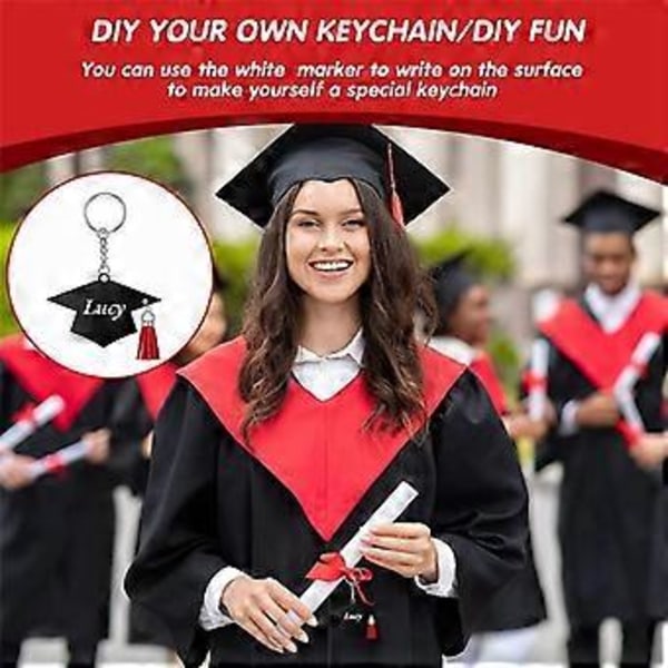 24 stk. Graduation Cap Charm Nøkkelring Anheng Dusker Nøkkelring Festgave Klasse 2023 Graduation Gaver