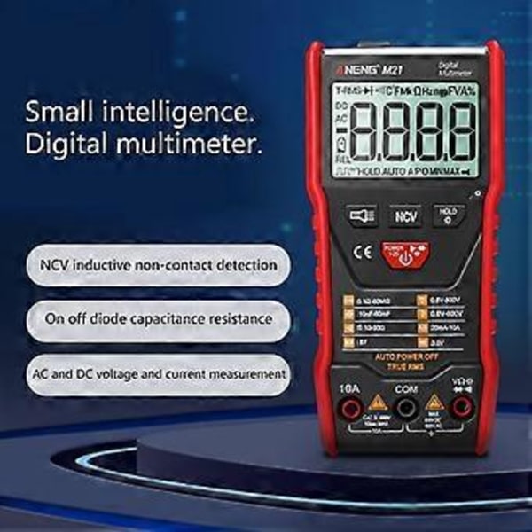 M21 6000 Räknar True RMS Multimeter Transistortestare Kapacitansmätare
