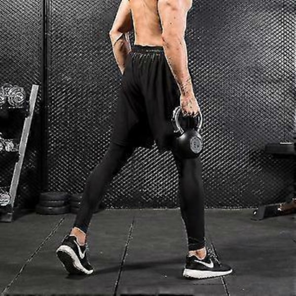 Herre 2-i-1 Løbeshorts Kompressionsbukser Sportsleggings Åndbare Hurtigtørrende Tights