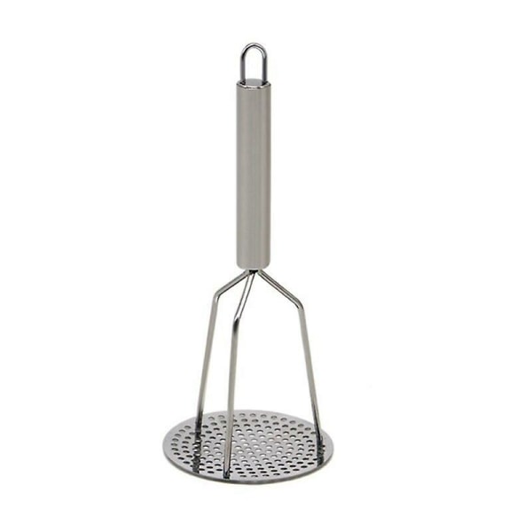 Stainless steel potato masher with handle for creamy mashed potatoes, vegetables, fruits and other foods