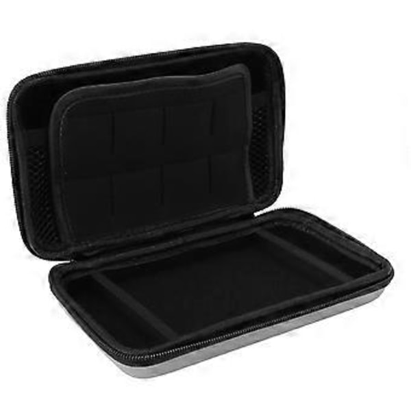 Bärväska för spelkonsol, portabel med 8 spelkortsfack, innerficka, hårt skal, skyddande resefodral för New 3DS XL Silver