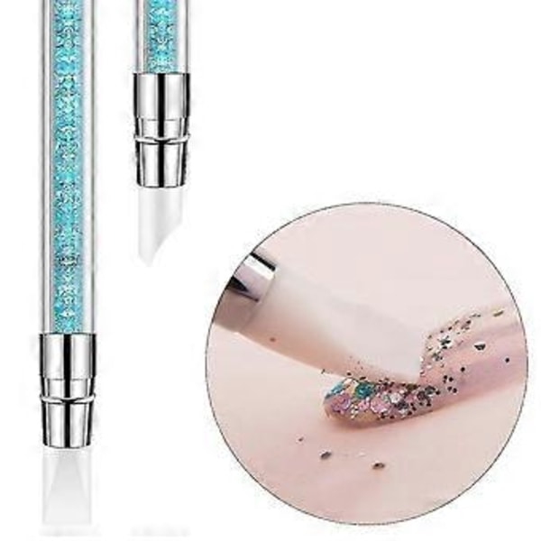 5 st Nagelkonst Skulptur Penna Dubbelsidig Silikon Nagelverktyg Strass Nagelack Snideri Penna Gummi Spets Nagelborstar