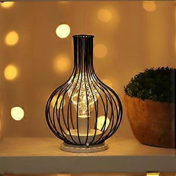LED Bordlampe Leselampe Nattlys Soverom Sengelampe Skrivebordsbelysning Stue Retro Jern Hjemmedekorasjon, D
