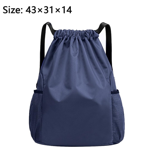 Rygsæk String Bag Sækpose Vandafvisende Nylon Til Gym Shopping Sport Yoga, sort