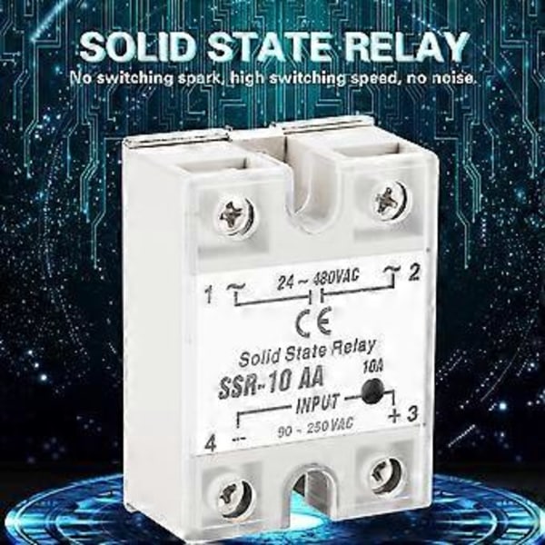 SSr 10 AA 10A Solid State -relemoduuli SSR AC-AC Tulo 90-250V AC Lähtö 24-480V AC