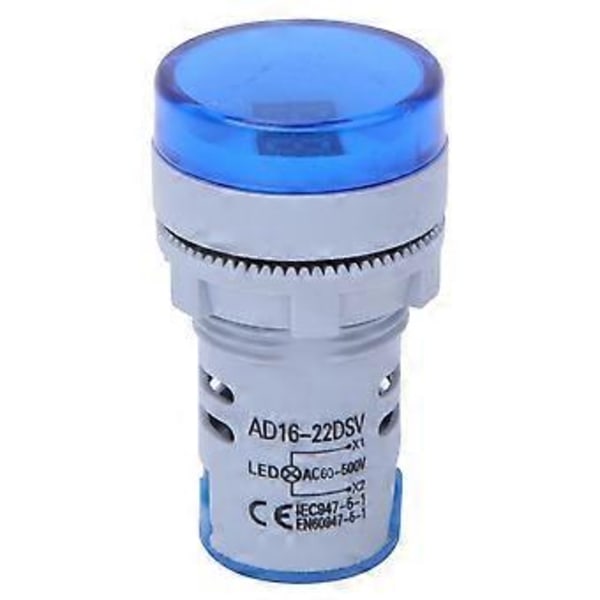 AD16-22DS LED Indikatorlampa Digital Display Voltmeter AC 60V-500V Spänningsmätare Blå
