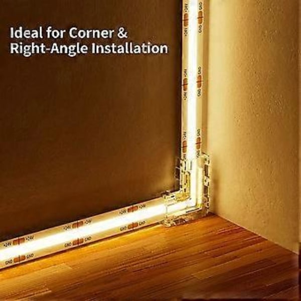 8mm COB-kontakt 8st L-formade/Hörnkontakter, 2st Gapfria Kontakter för COB LED-strips, INTE för 10mm Tejp-ljus