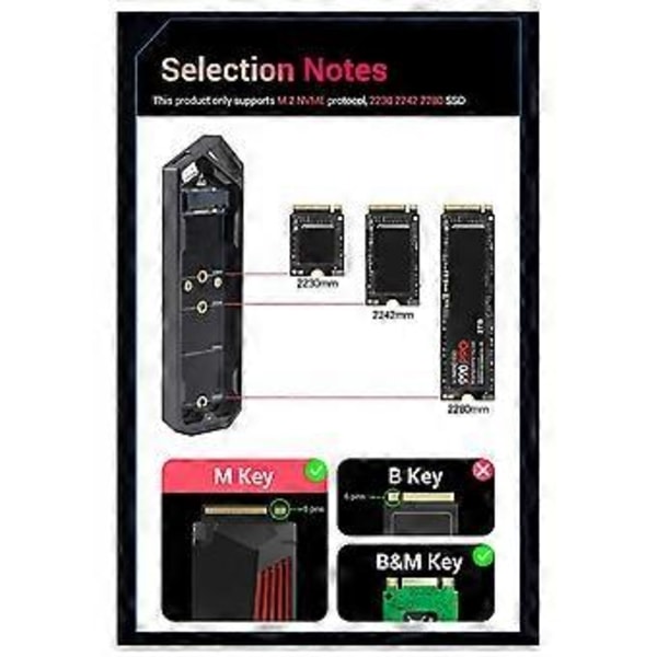 Kaksoisprotokollainen M2 SSD -kotelo NVMe USB 3.1 Type C Gen2 10 Gbps kotelo alumiiniseosta M.2 NVMe -kiintolevykotelo 2230 2242