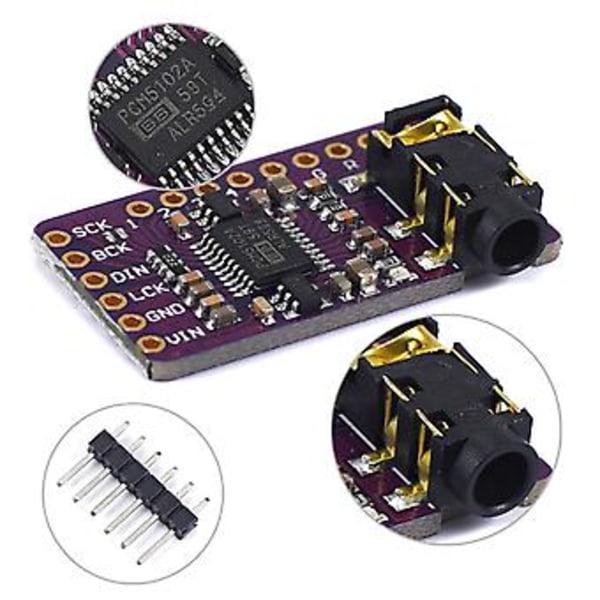 PCM5102 Äänikortti DAC-dekooderi I2S-soitinmoduuli Kirkas ja Mukaansatempaava